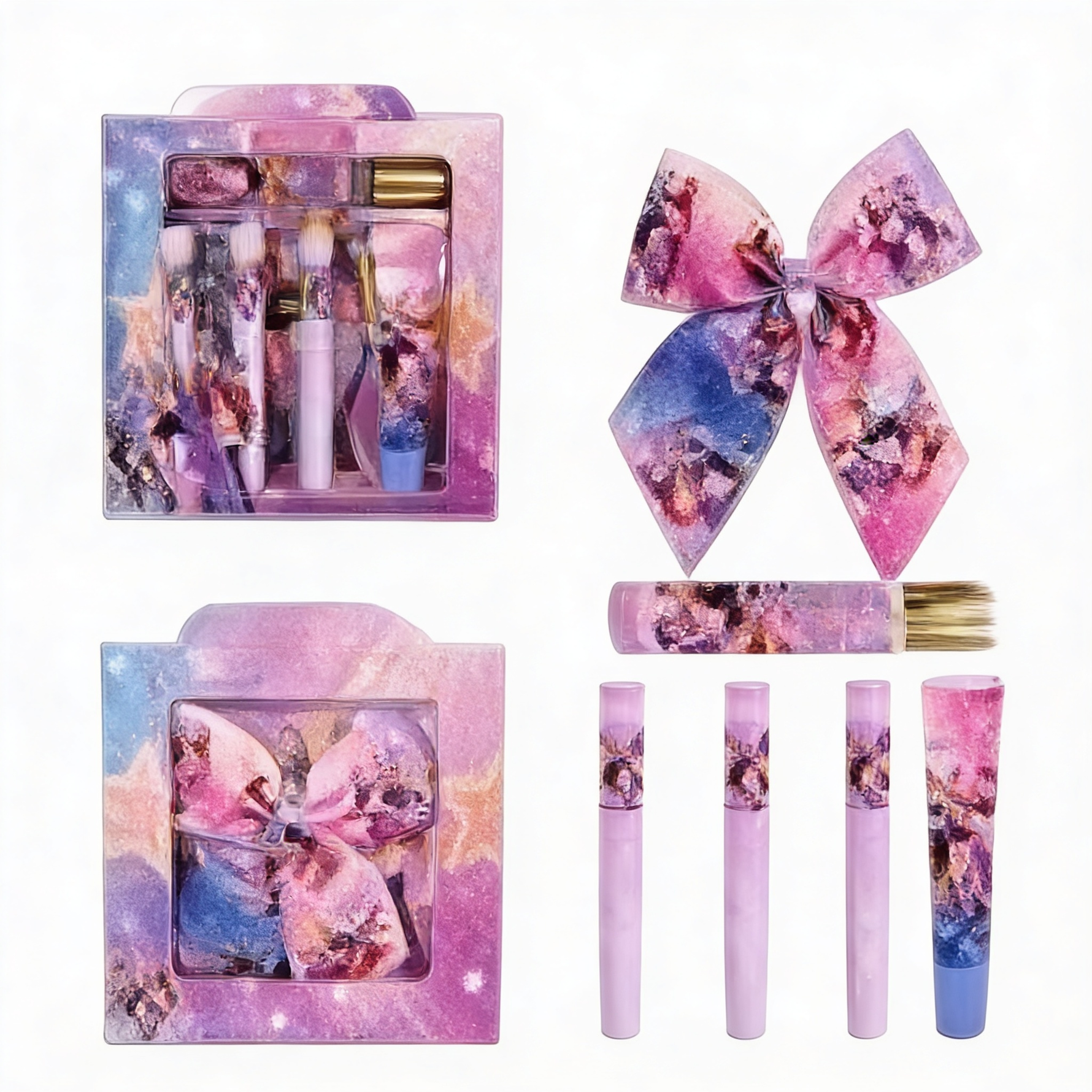 Set 6 Pcs Moño, Lipgloss Y Perfume K-Pop
