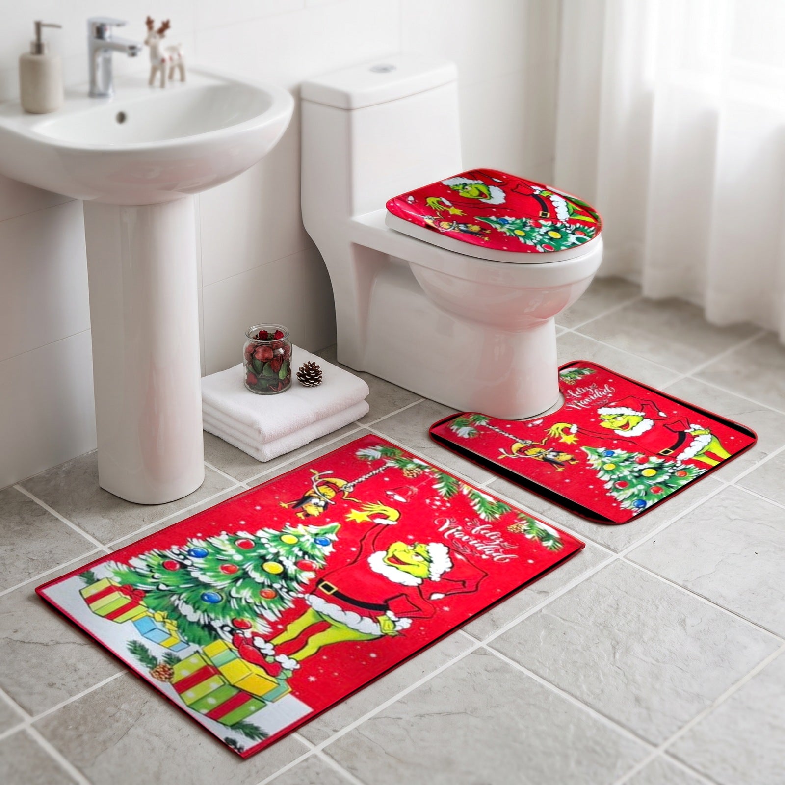 Set 3pcs Baño Grinch Navideño 45x75cm (Oficial®️)