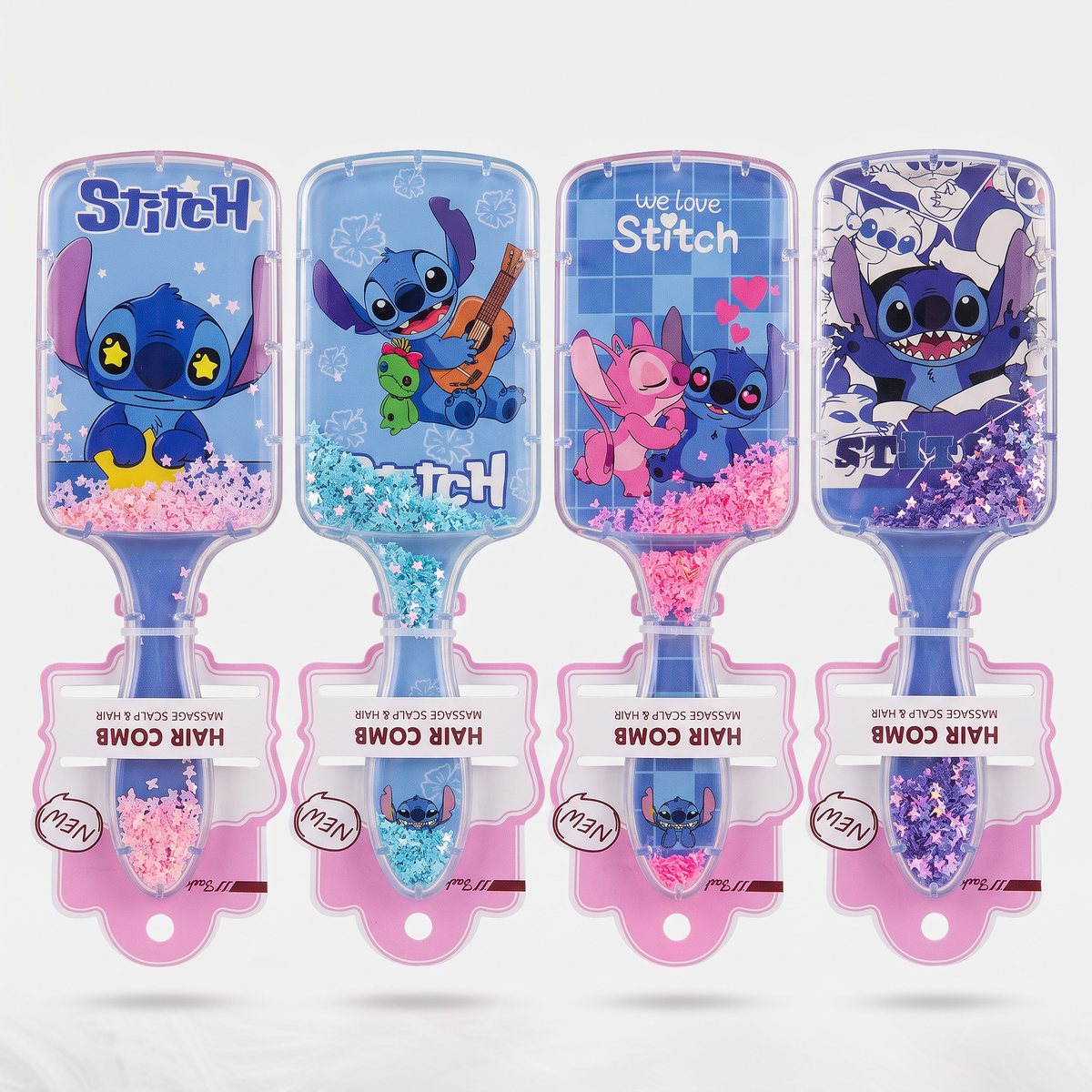 Cepillos de pelo rectangulares con diseño de Stitch